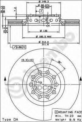 Диск Тормозной Uv Coated | Перед | Brembo арт. 09869011