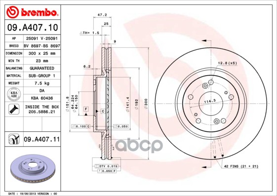 Диск Тормозной Uv Coated | Перед | Brembo арт. 09A40711