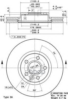 Диск тормозной 09.A427.11 Brembo арт. 09.A427.11