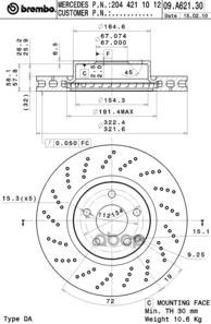 Диск тормозной перфорированный 09.A621.31 Brembo арт. 09.A621.31