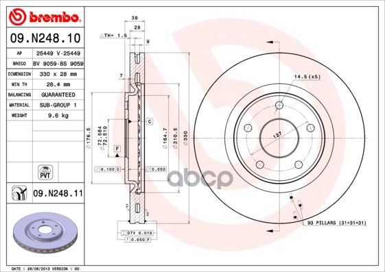 Диск Тормозной Uv Coated | Перед | Brembo арт. 09N24811