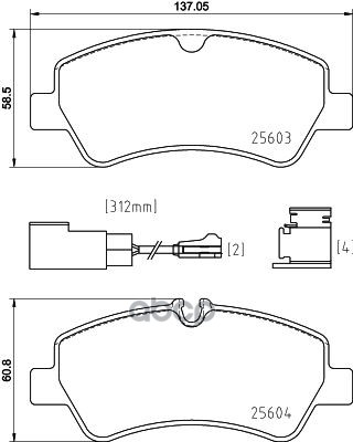 Колодки тормозные дисковые задн. FORD TRANSIT Box 08/13-> / FORD TRANSIT Bus 08/13-> / FORD TRANSIT Brembo арт. p24187