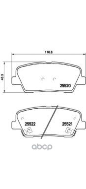 Колодки тормозные дисковые задн. HYUNDAI GRAND SANTA FE 01/13-> / HYUNDAI SANTA FE I (SM) 11/00-03/0 Brembo арт. p30063