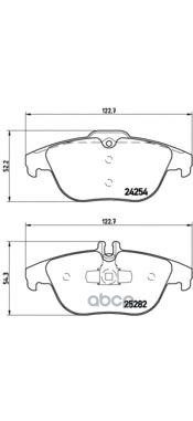 Колодки тормозные (Сзади) Mercedes-Benz C-Class 07-15 / E-Class 09-17 Brembo арт. P 50 104