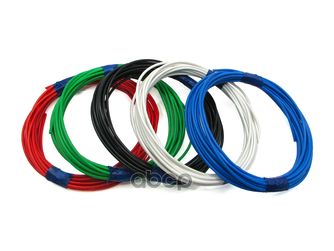 Комплект 5 проводов ПВАМ 1,0 кв.мм (цвета: черный, красный, зеленый, голубой, белый) длиной по 5м. CARGEN арт. AX35201