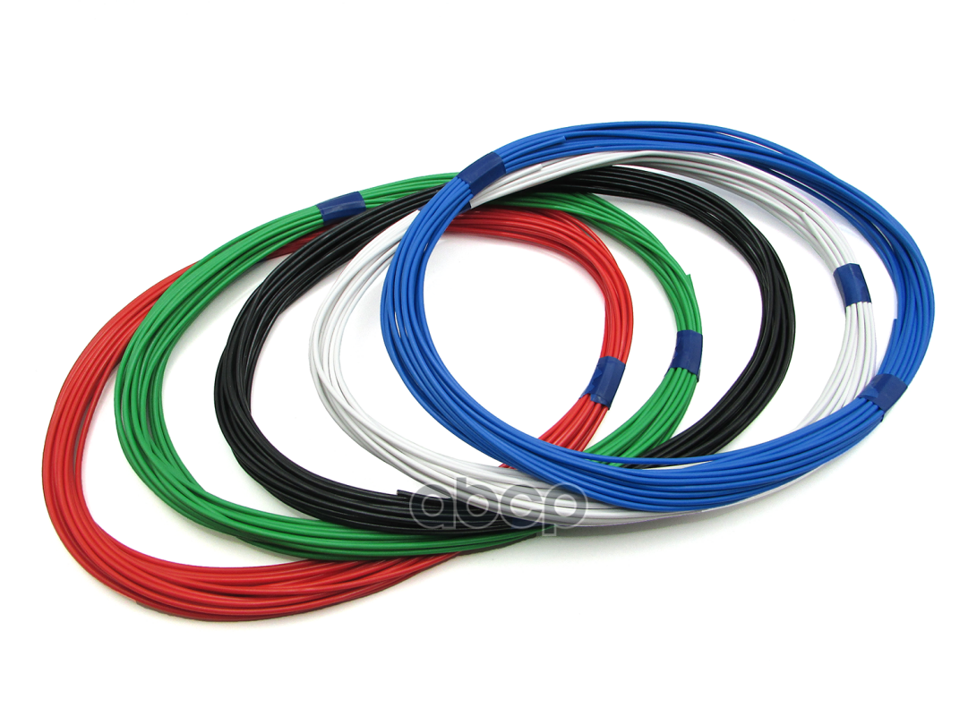 Комплект 5 проводов ПВАМ 1,0 кв.мм (цвета: черный, красный, зеленый, голубой, белый) длиной по 10м. CARGEN арт. AX35301