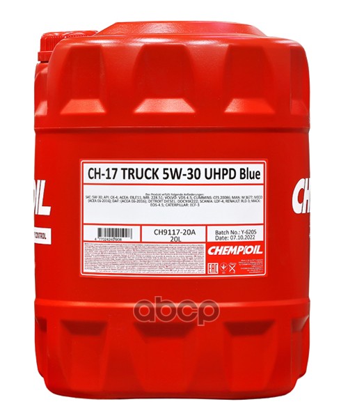 CHEMPIOIL 5W-30 Ch-17 Truck Uhpd Blue Ck-4, E6/ E9 20Л (Синт. Мотор. Масло) Hcv