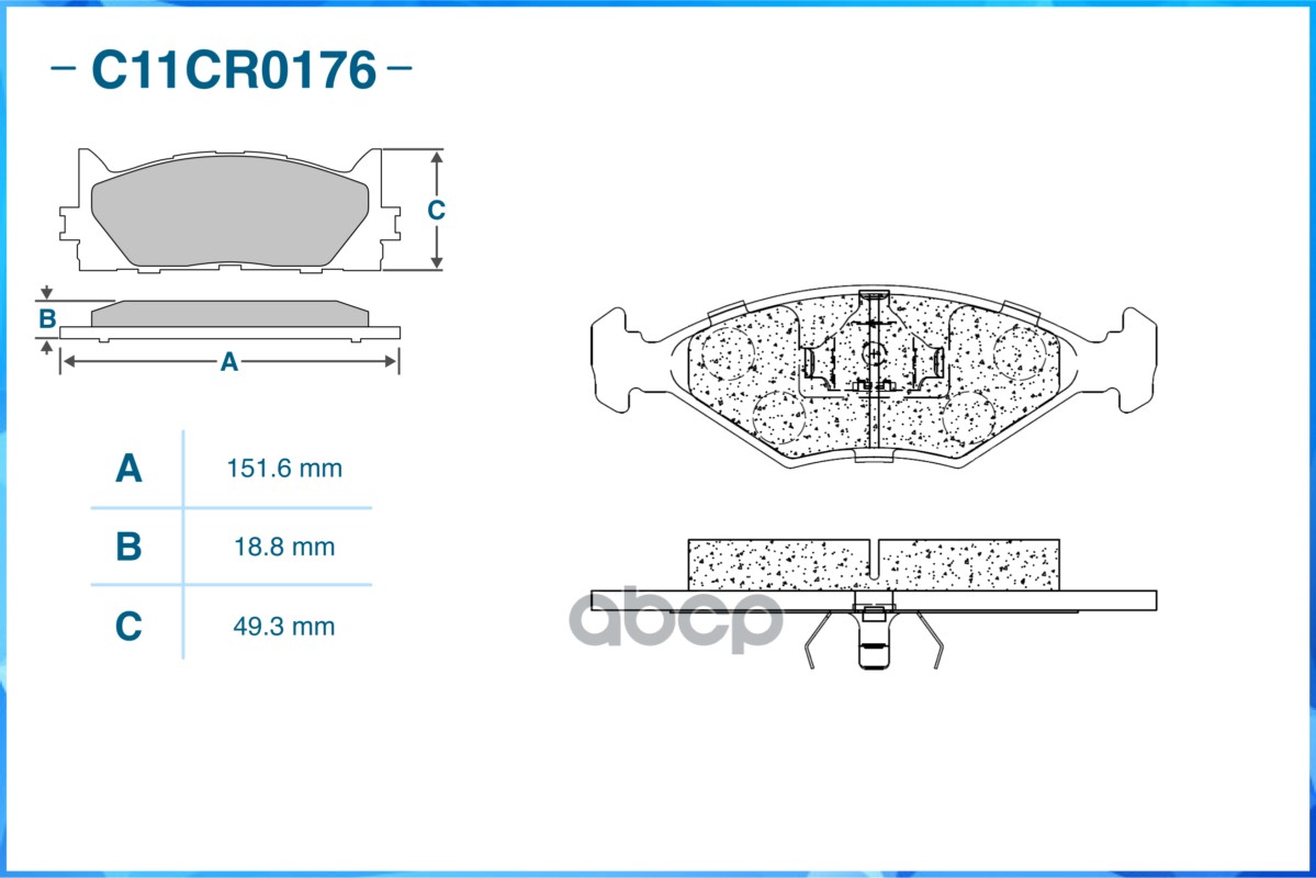 Тормозные колодки передние Low Metallic C11CR0176 CWORKS арт. C11CR0176