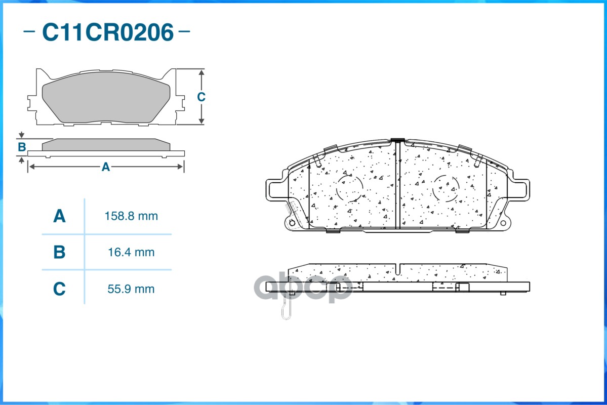 Тормозные колодки передние Low Metallic C11CR0206 CWORKS арт. C11CR0206