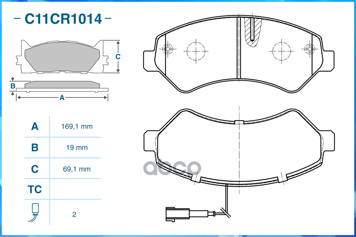 Тормозные колодки передние (Low Metallic) CWORKS C11CR1014 CWORKS арт. C11CR1014