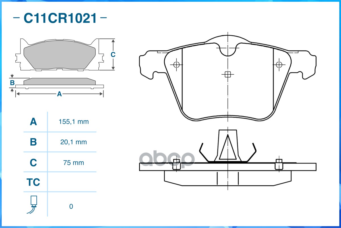 Тормозные колодки передние Low Metallic C11CR1021 CWORKS арт. C11CR1021