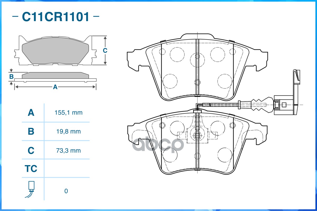 Тормозные колодки передние Low Metallic C11CR1101 CWORKS арт. C11CR1101