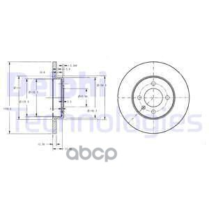 Диск тормозной (2 шт в уп) цена за 1шт. Delphi арт. BG2454