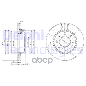 Диск Тормозной (Спереди) Nissan Almera 95-00 / Sunny 93-04 / Presea 95-99 / Pulsar 95-00 Delphi арт. BG3206