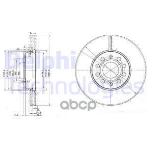 Диск тормозной AUDI A3 04>/VW CADDY 04>/G5/TOURAN Delphi арт. BG3833C