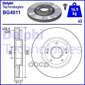 Диск тормозной передний HYUNDAI TUCSON 2015- BG4011 Delphi арт. BG4011