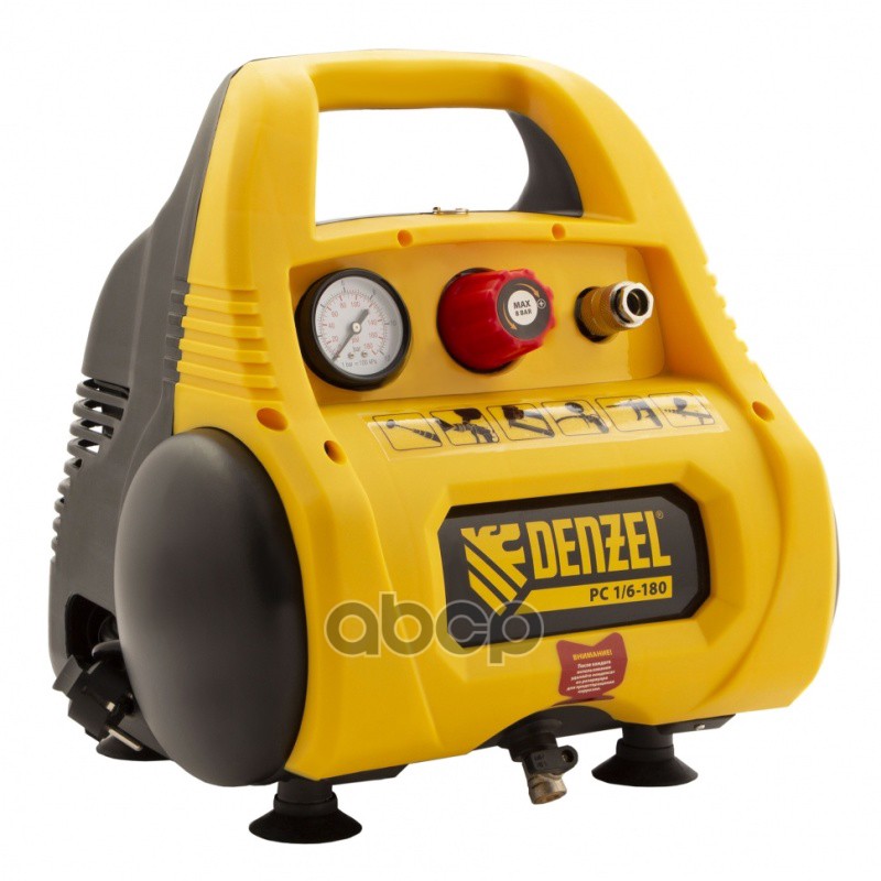 Компрессор Воздушный 6 Л, Безмасляный, 8 Бар, 180 Л/Мин, 6 Л, 1.1 Квт, Рс 1/6-180 Denzel 58057 Denzel арт. 58057
