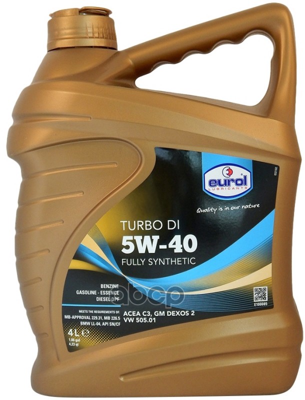 EUROL МАСЛО EUROL TURBO DI 5W-40 СИНТ. 4Л E1000854L