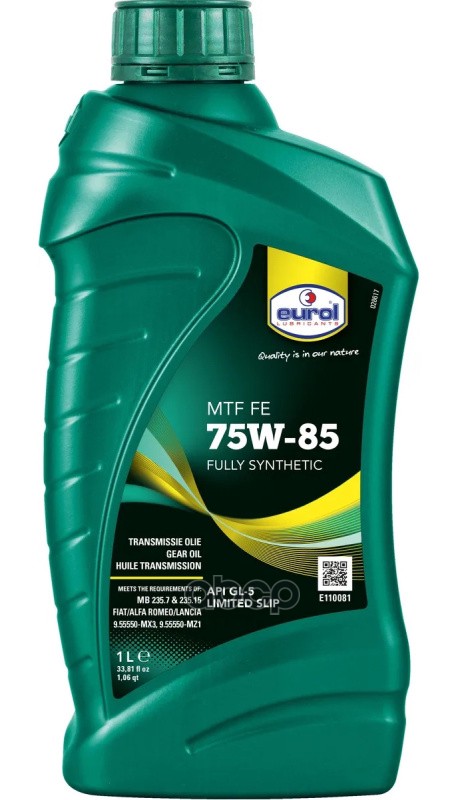 Масло Трансм.eurol Mtf 75W-85 Fe Gl-5 1Л (Синт.) Eurol E1100811l EUROL арт. E1100811L