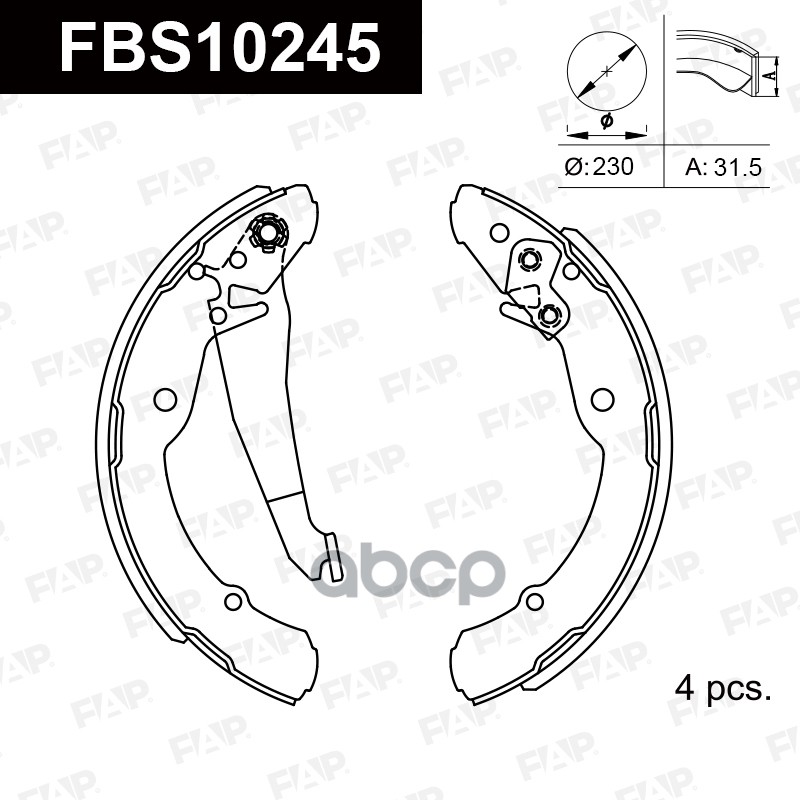 Тормозные колодки барабанные PREMIUM FBS10245 FAP арт. FBS10245