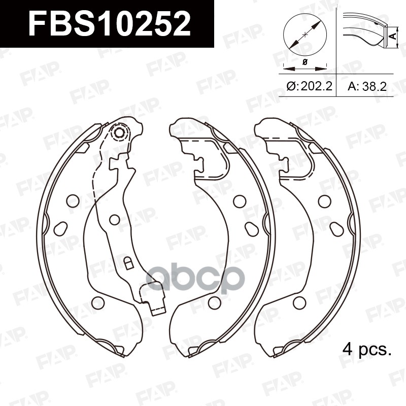 Тормозные колодки барабанные PREMIUM FBS10252 FAP арт. FBS10252