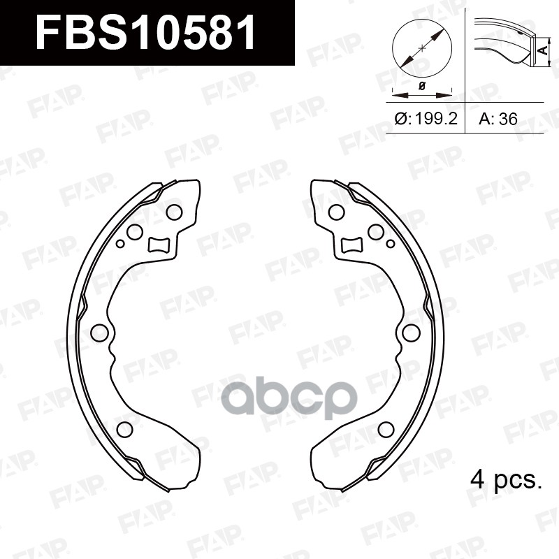 Тормозные колодки барабанные PREMIUM FBS10581 FAP арт. FBS10581