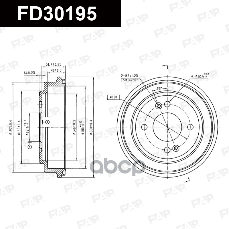 Тормозной барабан с покрытием GEOMET FD30195 FAP арт. FD30195