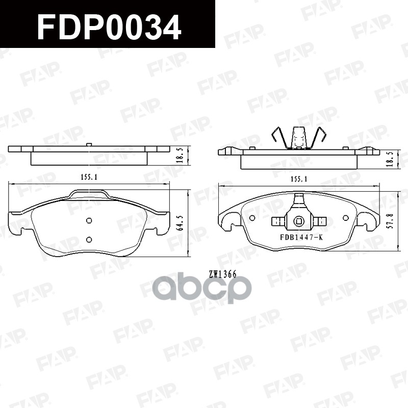 Тормозные колодки дисковые смесь CERAMIC FDP0034 FAP арт. FDP0034
