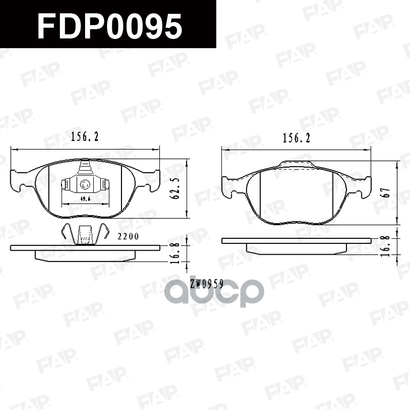 Тормозные колодки дисковые смесь CERAMIC FDP0095 FAP арт. FDP0095