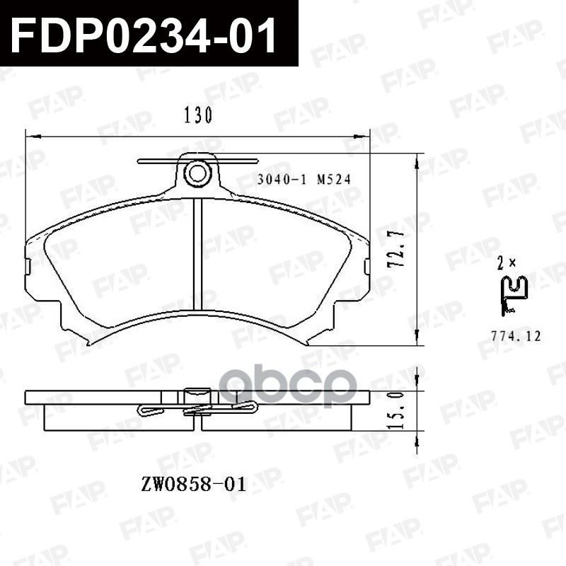 Тормозные колодки дисковые смесь CERAMIC FDP0234-01 FAP арт. FDP0234-01