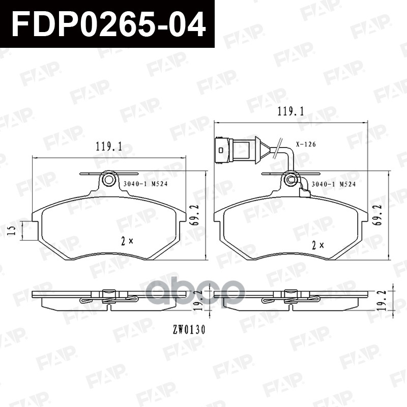 Тормозные колодки дисковые смесь CERAMIC FDP0265-04 FAP арт. FDP0265-04