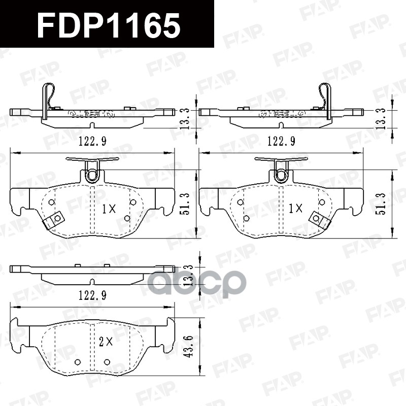 Тормозные колодки дисковые смесь CERAMIC FDP1165 FAP арт. FDP1165