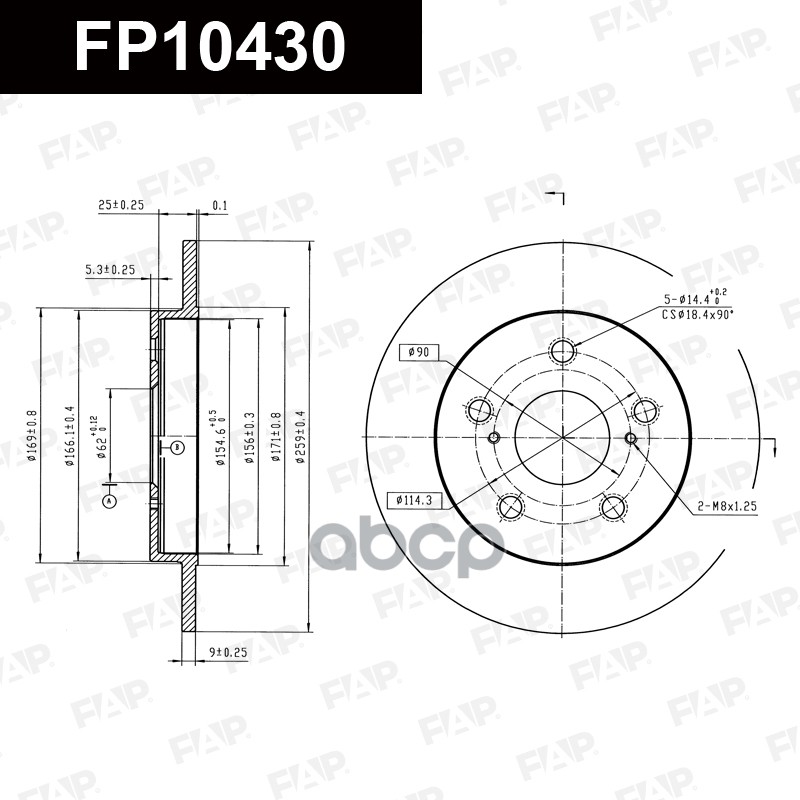 Тормозной диск с покрытием GEOMET FP10430 FAP арт. FP10430