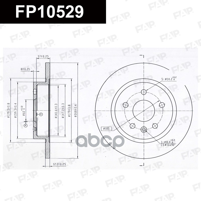 Тормозной диск с покрытием GEOMET FP10536 FAP арт. FP10536