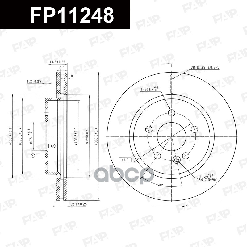 Тормозной диск с покрытием GEOMET FP11248 FAP арт. FP11248