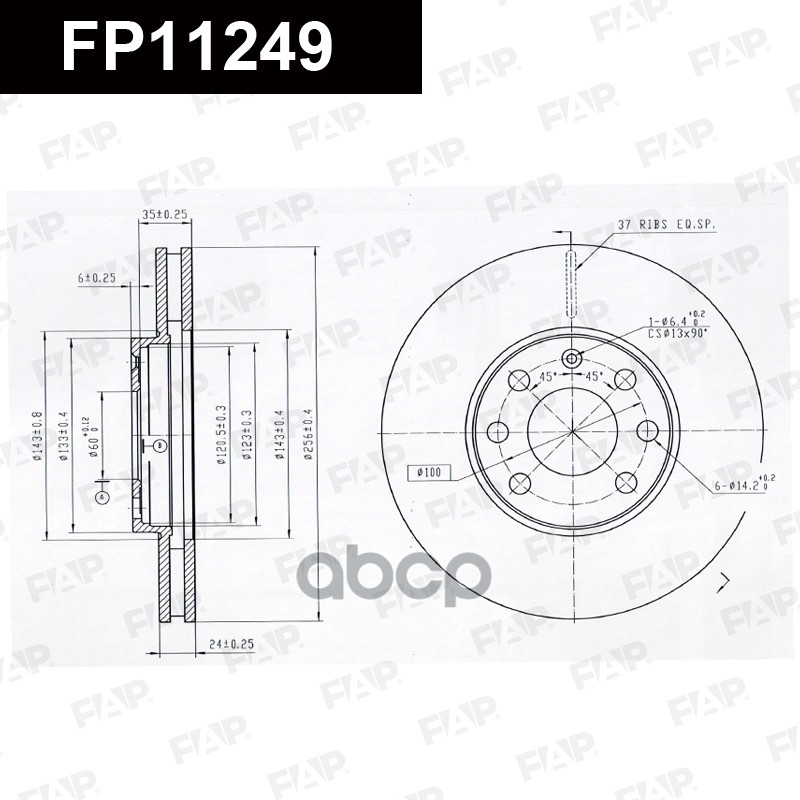 Тормозной диск с покрытием GEOMET FP11249 FAP арт. FP11249