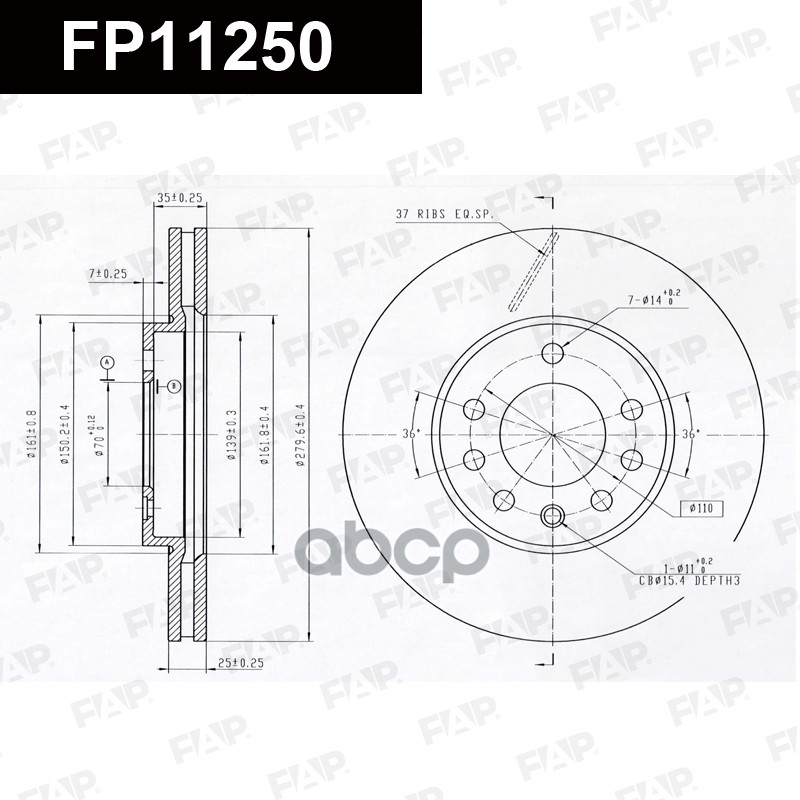 Тормозной диск с покрытием GEOMET FP11250 FAP арт. FP11250