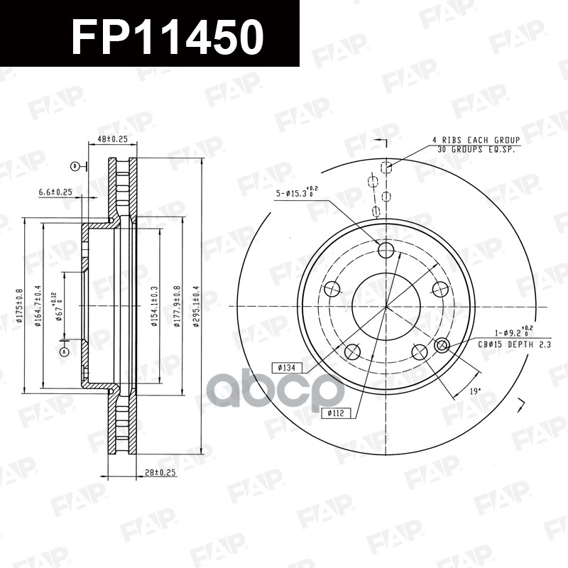 Тормозной диск с покрытием GEOMET FP11450 FAP арт. FP11450