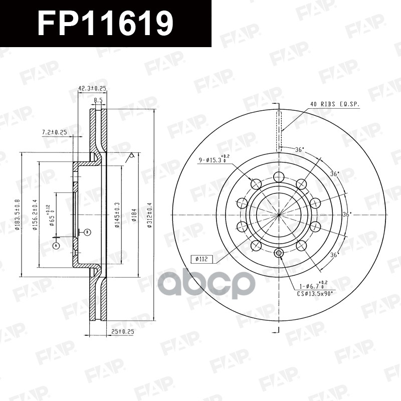 Тормозной диск с покрытием GEOMET FP11619 FAP арт. FP11619