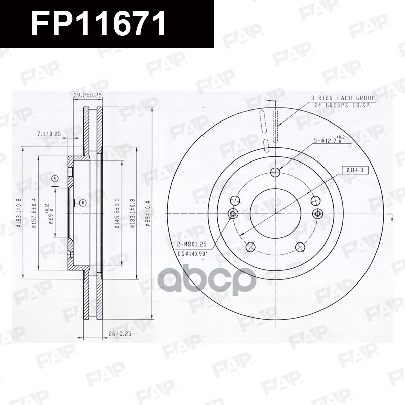 Тормозной диск с покрытием GEOMET FP11671 FAP арт. FP11671