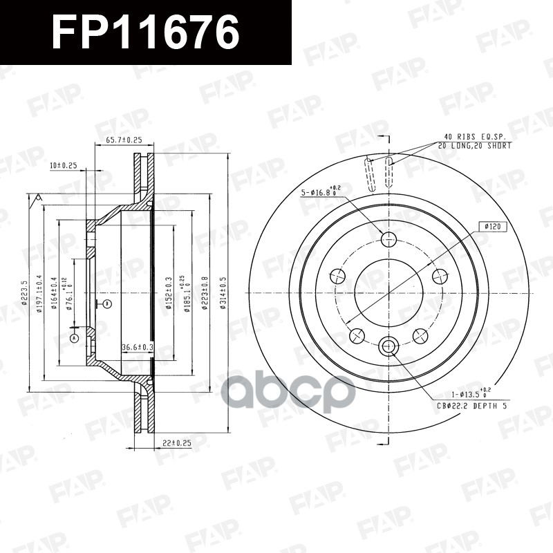 Тормозной диск с покрытием GEOMET FP11676 FAP арт. FP11676