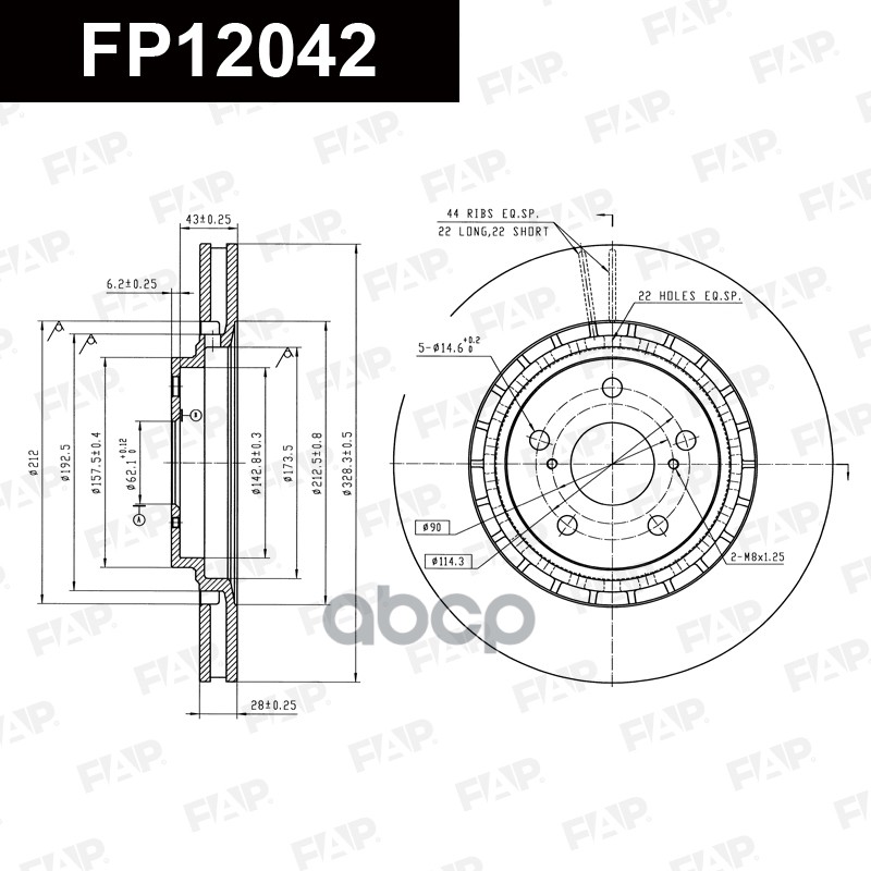 Тормозной диск с покрытием GEOMET FP12042 FAP арт. FP12042