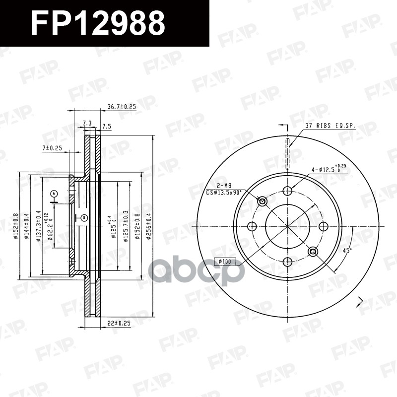 Тормозной Диск Fp12988 FAP арт. FP12988