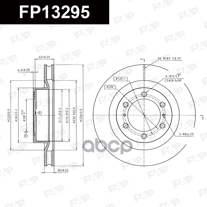 Тормозной диск с покрытием GEOMET FP13295 FAP арт. FP13295