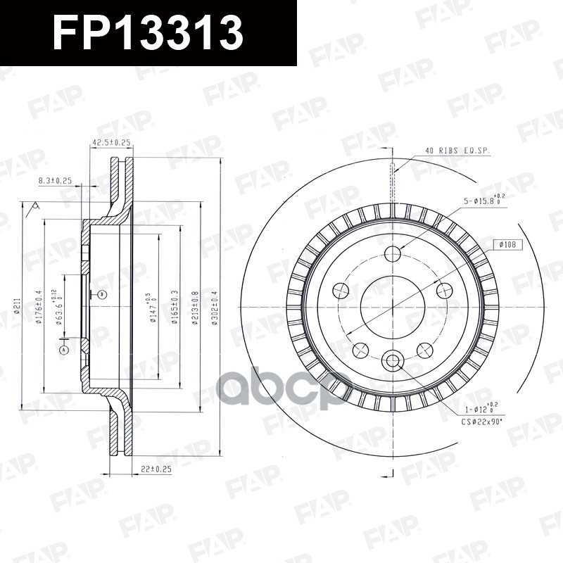 Тормозной диск с покрытием GEOMET FP13313 FAP арт. FP13313