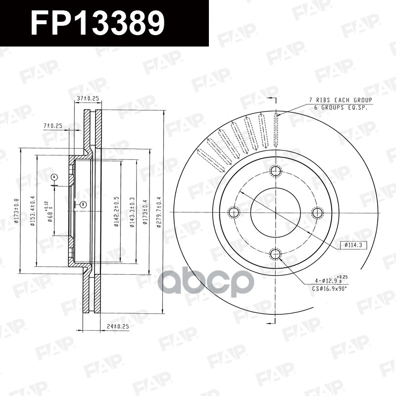 Тормозной диск с покрытием GEOMET FP13389 FAP арт. FP13389