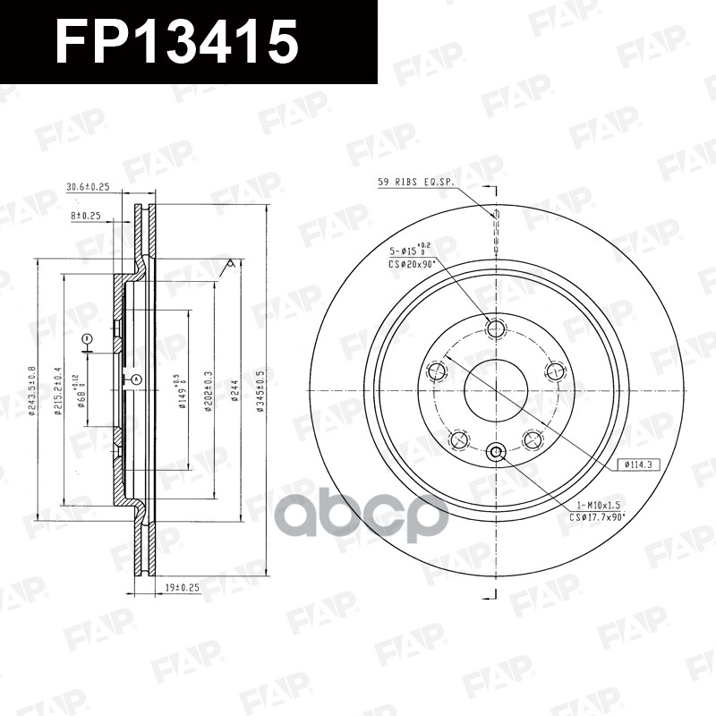 Тормозной диск с покрытием GEOMET FP13415 FAP арт. FP13415