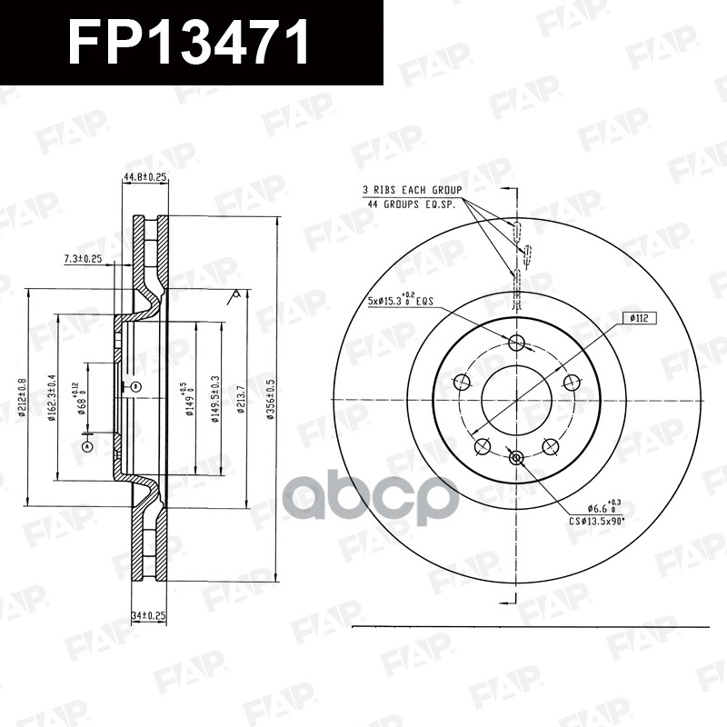 Тормозной диск с покрытием GEOMET FP13471 FAP арт. FP13471