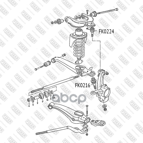 Опора шаровая верхняя левая/правая VW Transporter 79-> FIXAR FK0224 FIXAR арт. FK0224