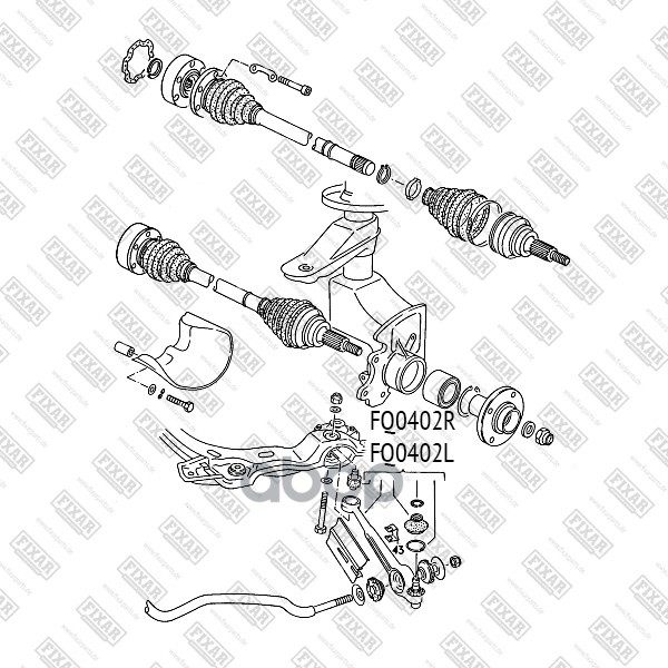 Рычаг подвески передний нижний правый AUDI 100/200 81- FQ0402R FIXAR арт. FQ0402R